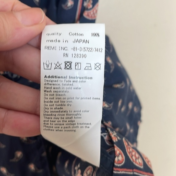 The Golden State Japanese Brand Remi Relief Paisley Short Sleeve Navy Shirt L - Picture 6 of 7